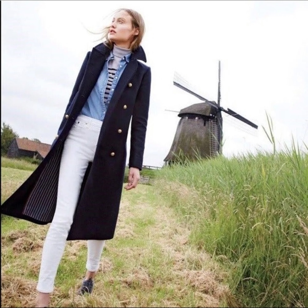 J Crew Double Breasted Wool Cashmere Topcoat Navy